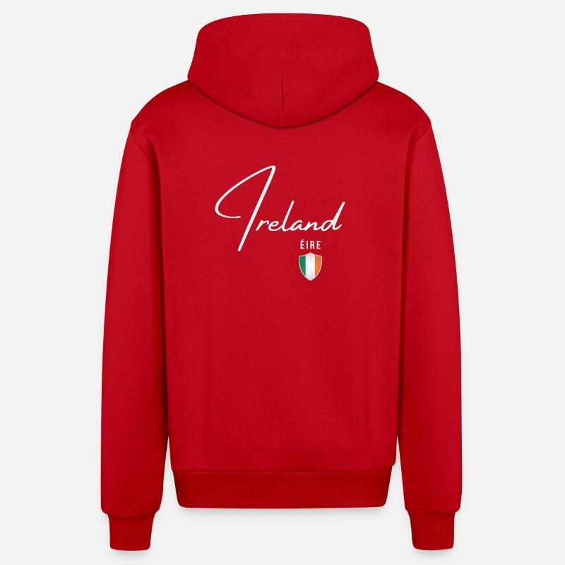 Irish Patriot, Irish Pride - Organic Relaxed Hooded Jacket Made in EU - red