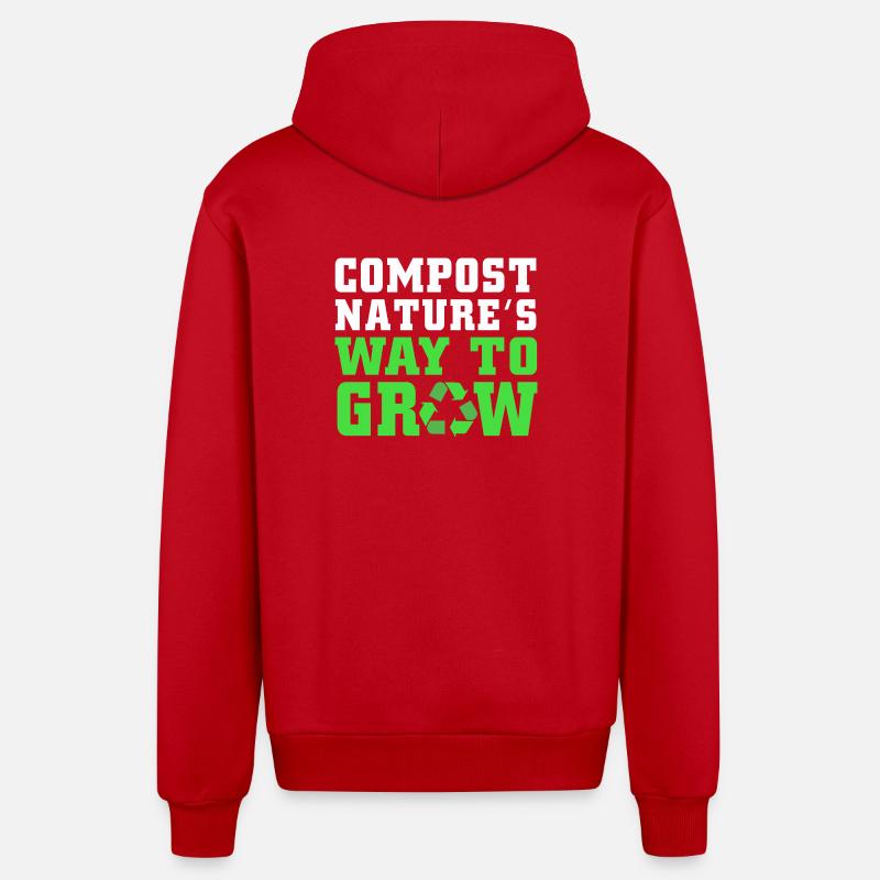 Cadeau de vers de compost - Veste à capuche bio décontractée fabriquée en UE - rouge