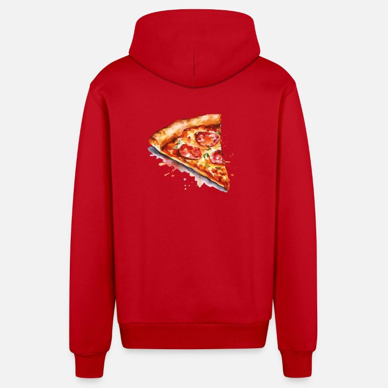 Tranche de pizza aquarelle - Veste à capuche bio décontractée fabriquée en UE - rouge