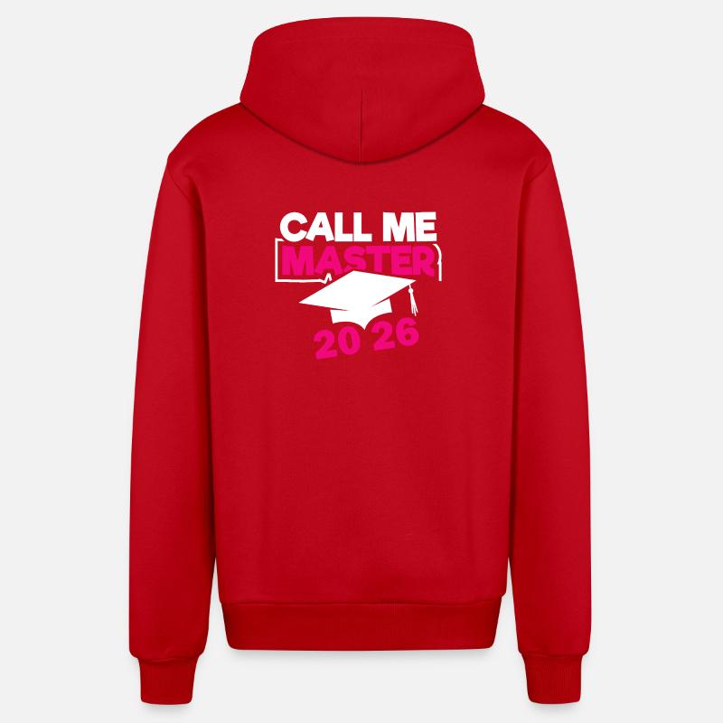 Master 2026 Diplôme - Veste à capuche bio décontractée fabriquée en UE - rouge