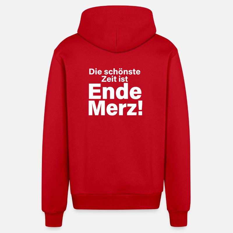Ende Merz Typo Statement - Organic Relaxed Kapuzenjacke Made in EU - Rot