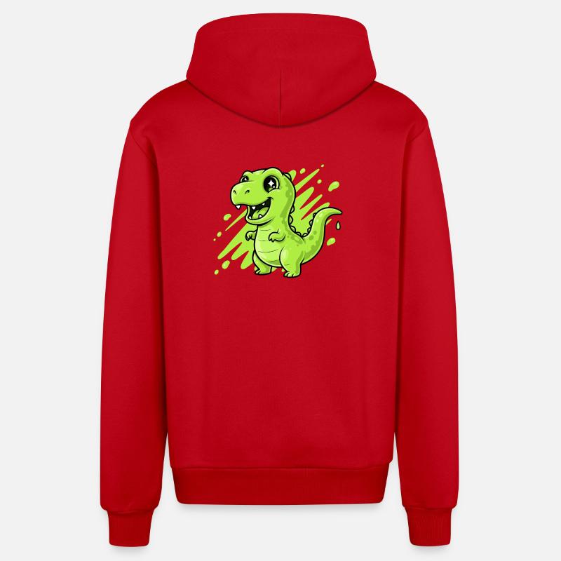 Comic Dino Slime Vert - Veste à capuche bio décontractée fabriquée en UE - rouge