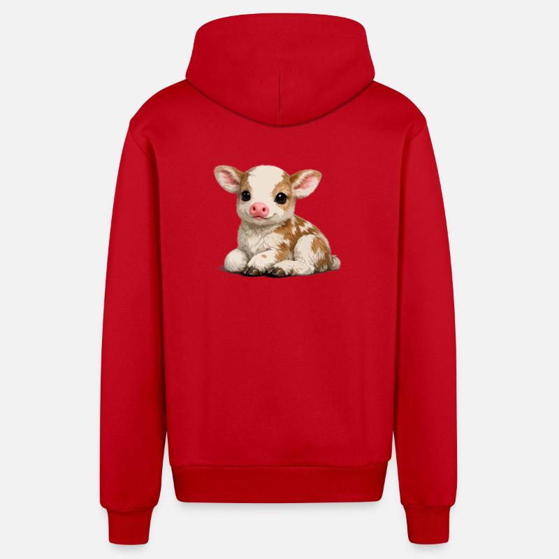 Petit peluchon mignon pour veau - Veste à capuche bio décontractée fabriquée en UE - rouge