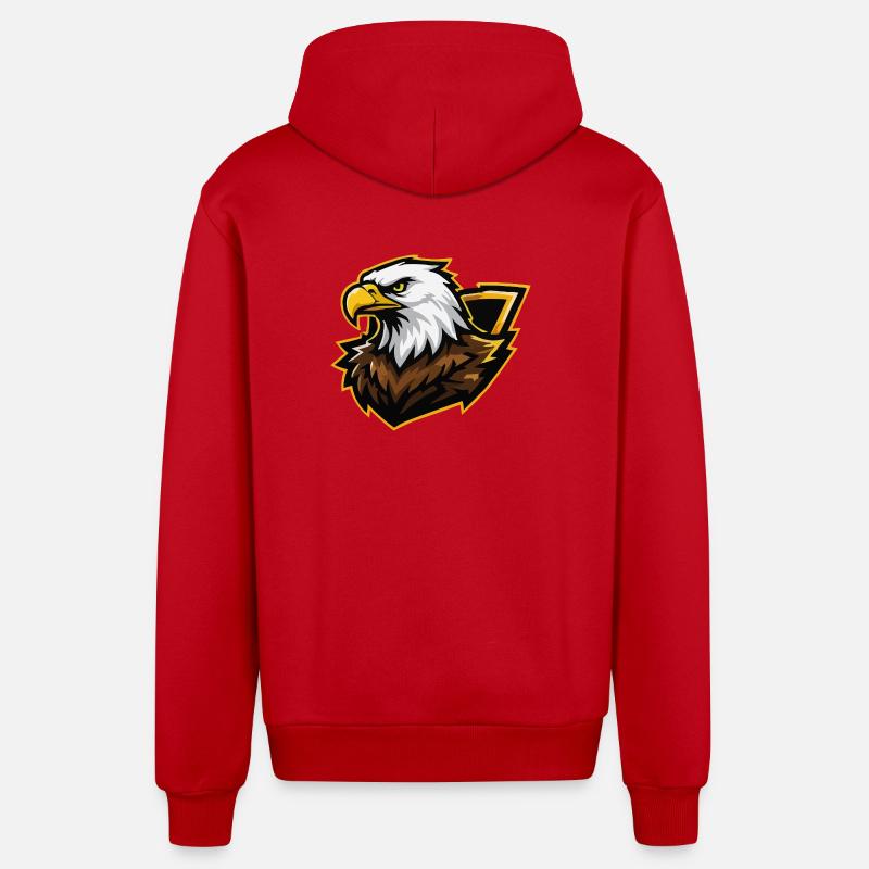 Eagle with Gold Accent Comic - Organic Relaxed Hooded Jacket Made in EU - red