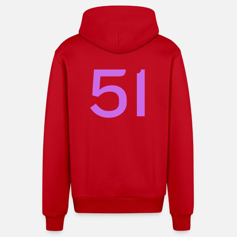 51 - Veste à capuche bio décontractée fabriquée en UE - rouge