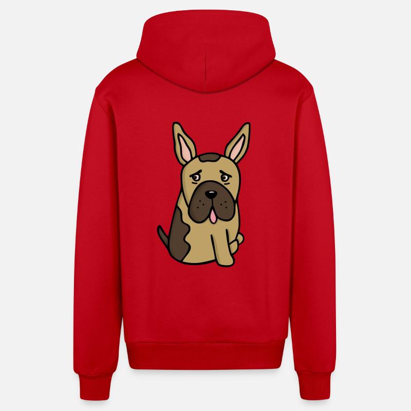 Français Buldog - bouledogue français - Veste à capuche bio décontractée fabriquée en UE - rouge