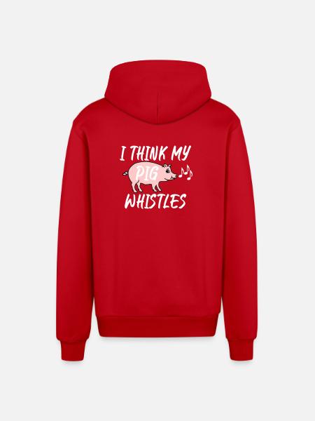 I think my pig whistles - Organic Relaxed Hooded Jacket Made in EU - red