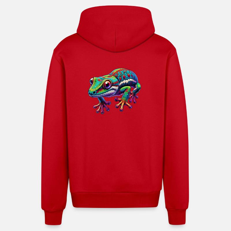 Gecko - Veste à capuche bio décontractée fabriquée en UE - rouge