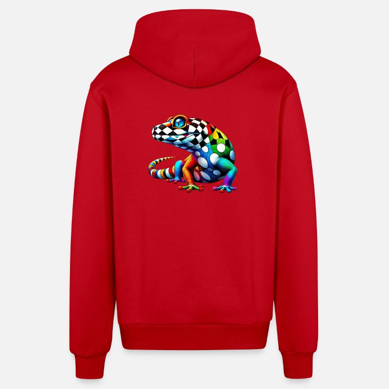 Gecko - Veste à capuche bio décontractée fabriquée en UE - rouge