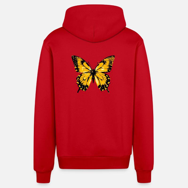 Papillon - Veste à capuche bio décontractée fabriquée en UE - rouge