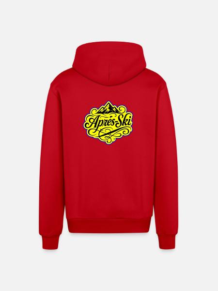 Après-ski Mountains Alps - Organic Relaxed Hooded Jacket Made in EU - red