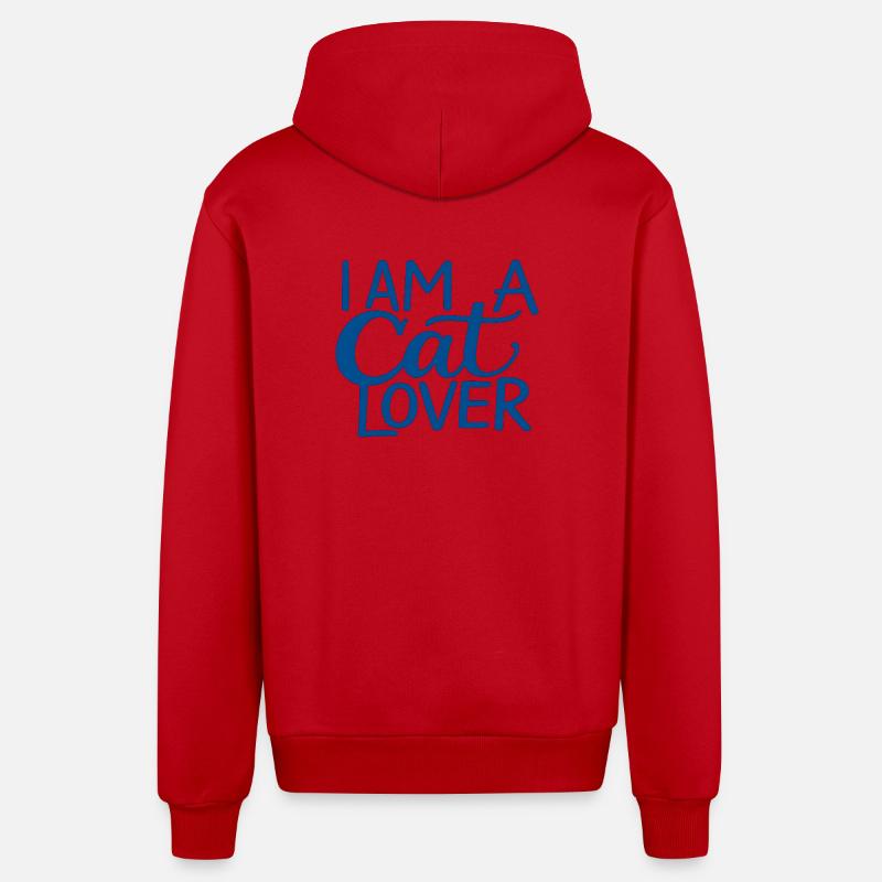 Ich bin ein Katzenliebhaber - Organic Relaxed Kapuzenjacke Made in EU - Rot