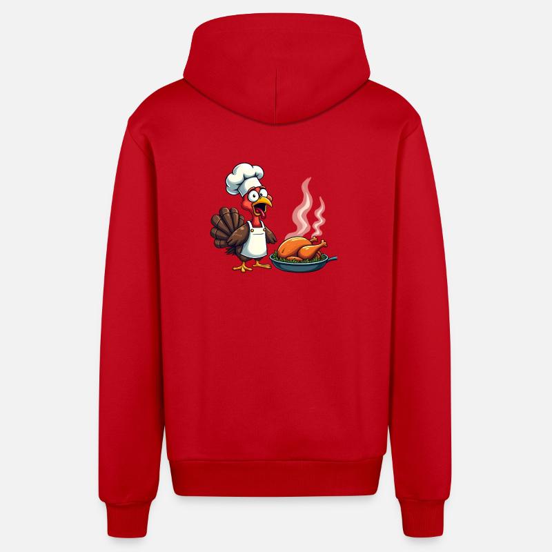 Cuisinier de dinde de Thanksgiving - Veste à capuche bio décontractée fabriquée en UE - rouge