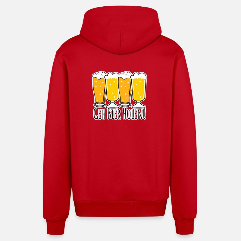 Va chercher de la bière ! - Veste à capuche bio décontractée fabriquée en UE - rouge