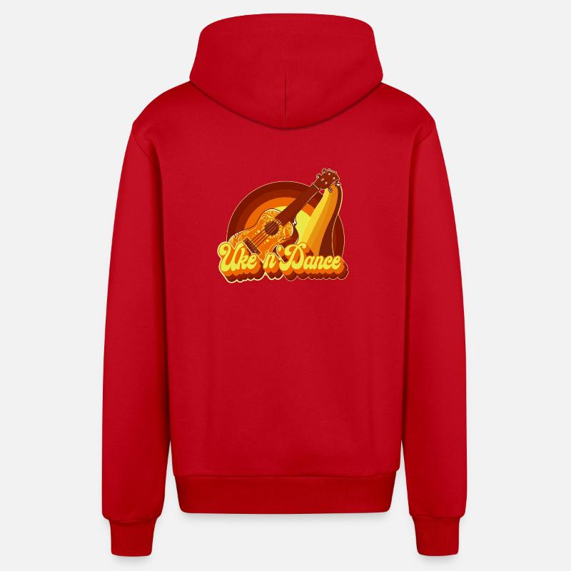 Ukulélé hawaïen ukulélé Retro 70s - Veste à capuche bio décontractée fabriquée en UE - rouge