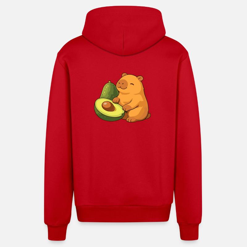 Capybara mit Avocado - Organic Relaxed Kapuzenjacke Made in EU - Rot