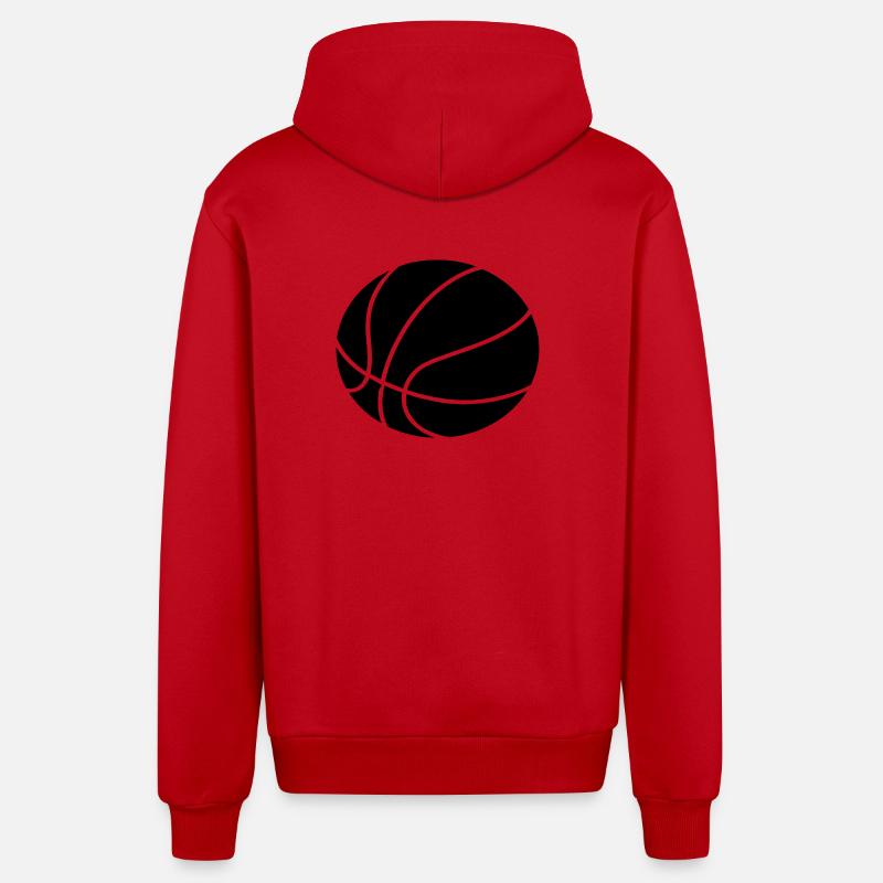 Conception minimale des ballons de basket - Veste à capuche bio décontractée fabriquée en UE - rouge