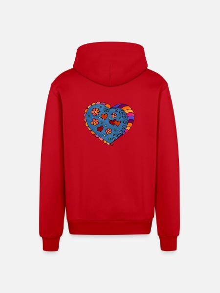 Herz - Organic Relaxed Kapuzenjacke Made in EU - Rot