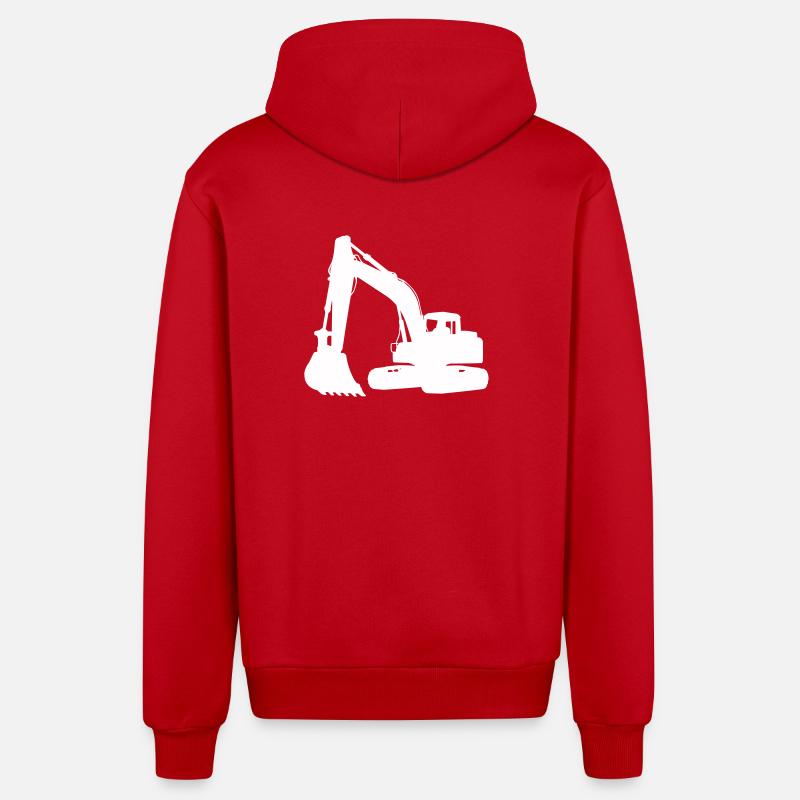Bagger Silhouette für Baudesign - Organic Relaxed Kapuzenjacke Made in EU - Rot