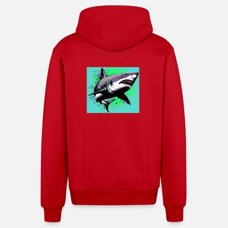 Requin - Veste à capuche bio décontractée fabriquée en UE - rouge