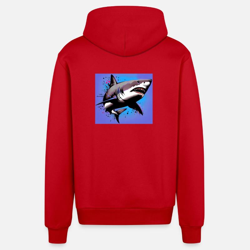 Requin - Veste à capuche bio décontractée fabriquée en UE - rouge