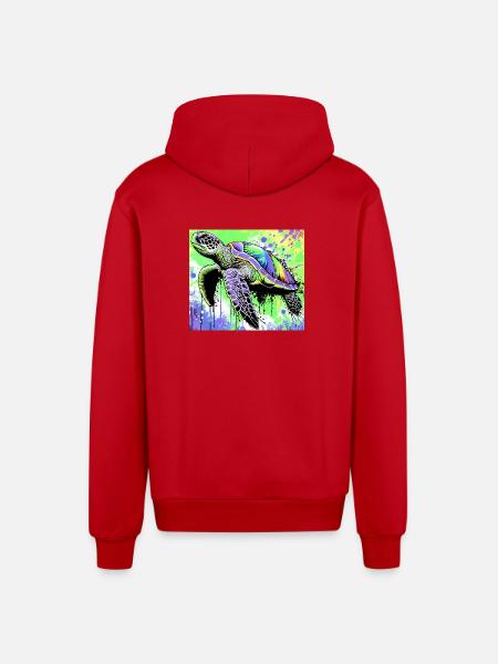 turtle - Organic Relaxed Hooded Jacket Made in EU - red