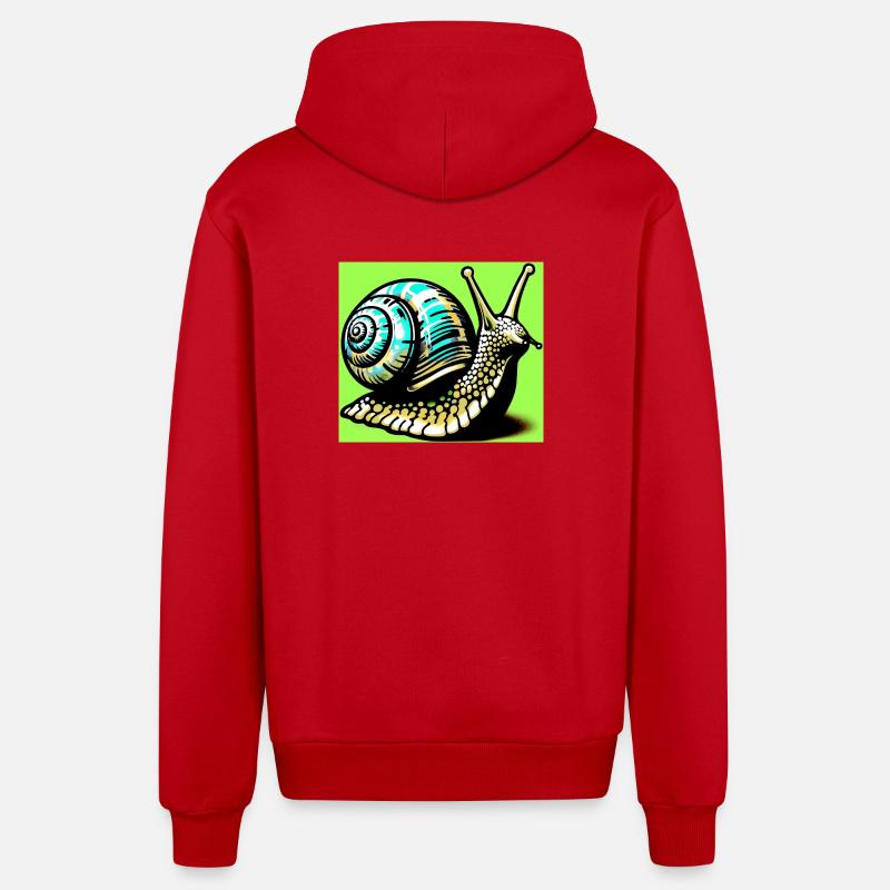 Escargot - Veste à capuche bio décontractée fabriquée en UE - rouge