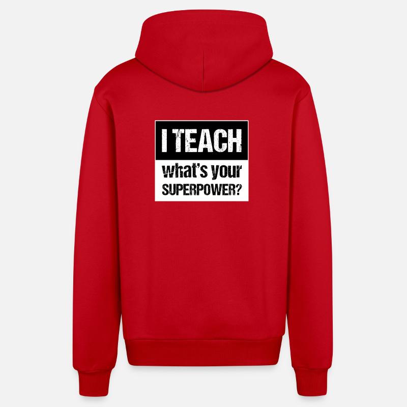 Et enseigner - Veste à capuche bio décontractée fabriquée en UE - rouge