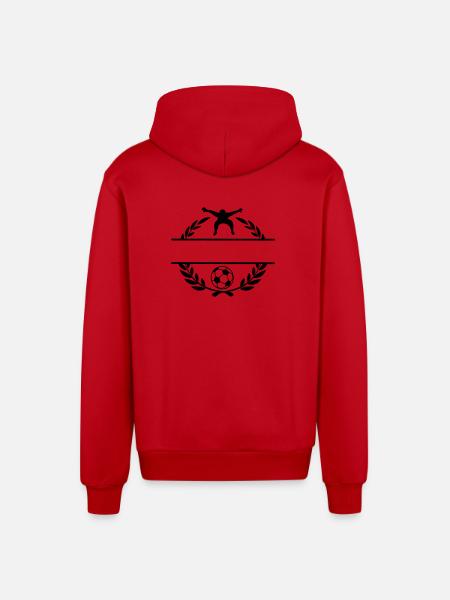 Football 1 - Organic Relaxed Hooded Jacket Made in EU - red