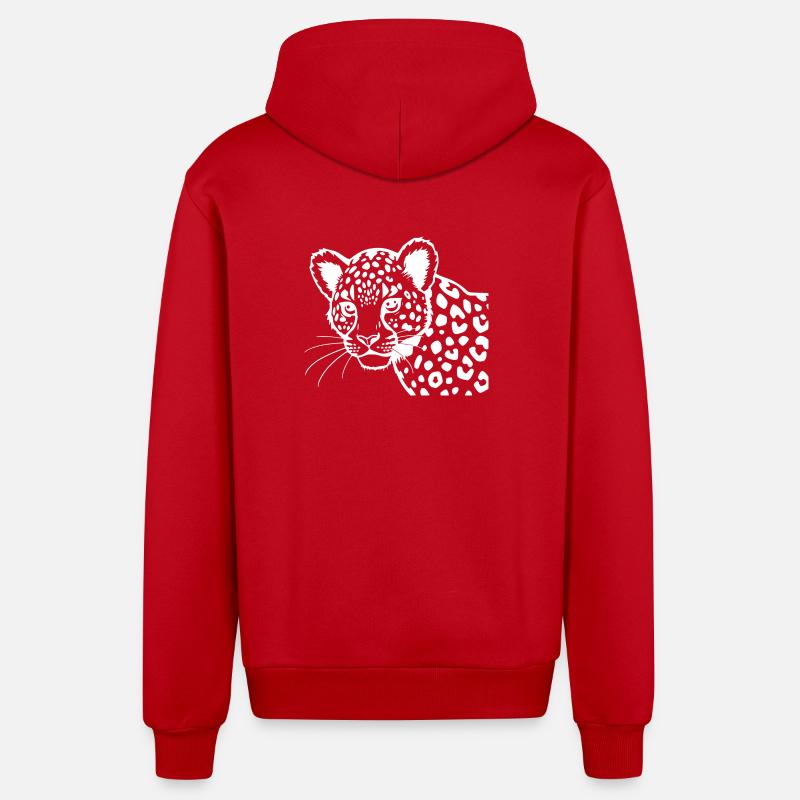 Léopard - Veste à capuche bio décontractée fabriquée en UE - rouge