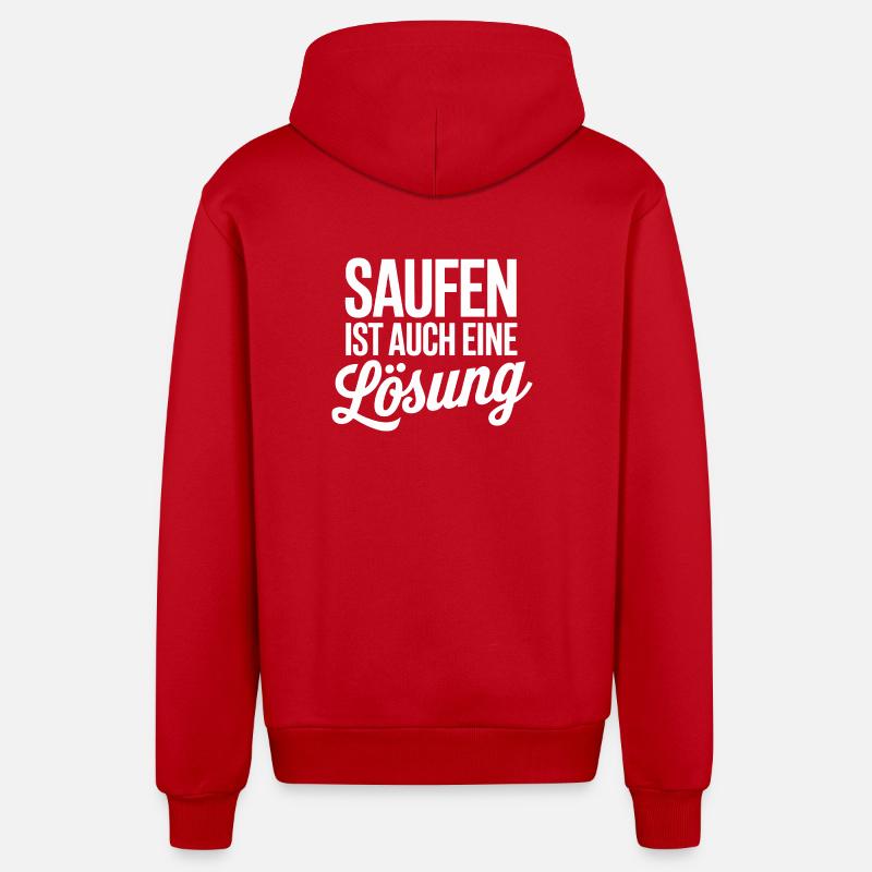 Drinking is also a solution - Organic Relaxed Hooded Jacket Made in EU - red