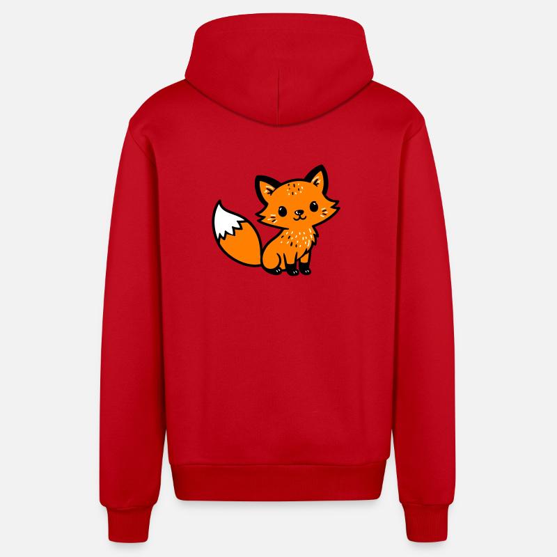 Fox Cute Comic - Veste à capuche bio décontractée fabriquée en UE - rouge