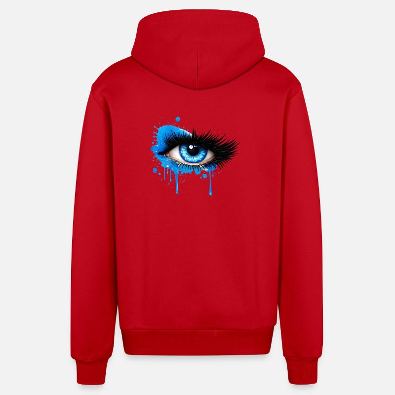 Œil bleu dans le style graffiti - Veste à capuche bio décontractée fabriquée en UE - rouge
