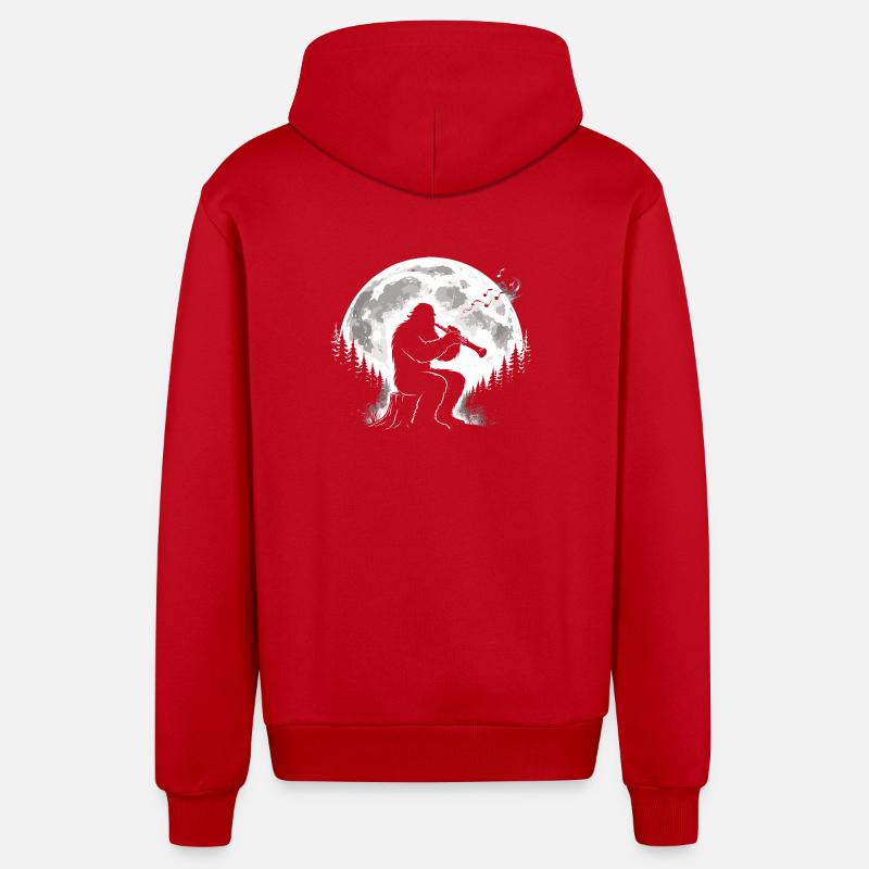 Bigfoot joue de la clarinette - Veste à capuche bio décontractée fabriquée en UE - rouge