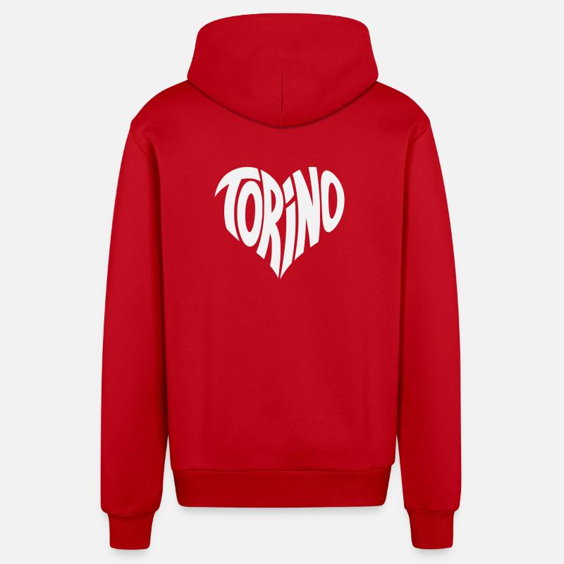 Turin, Torino Heart Design - Veste à capuche bio décontractée fabriquée en UE - rouge