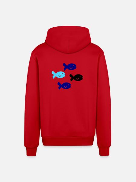 Pisces Silhouette - Organic Relaxed Hooded Jacket Made in EU - red