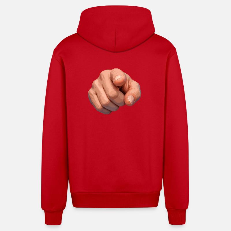 Illustration de l’indice pointé - Veste à capuche bio décontractée fabriquée en UE - rouge