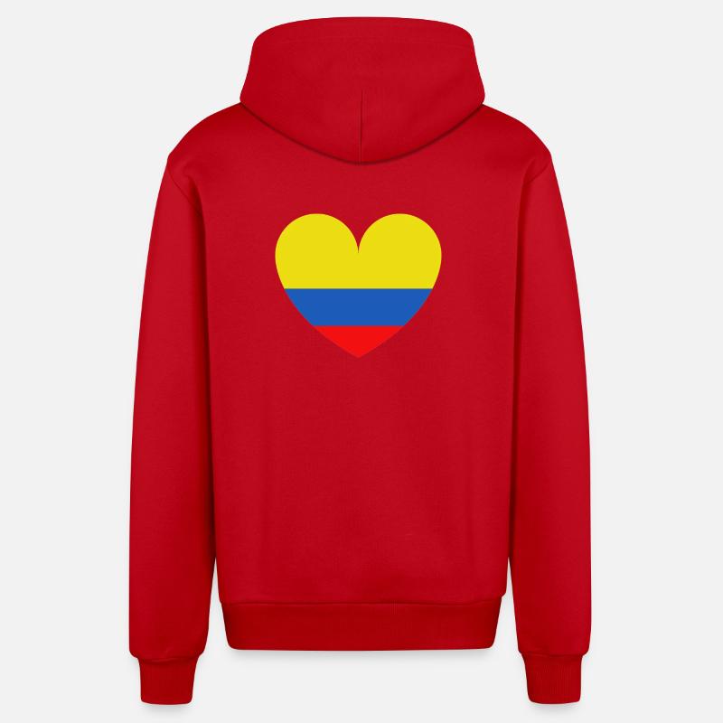 Cœur Drapeau Colombie - Veste à capuche bio décontractée fabriquée en UE - rouge