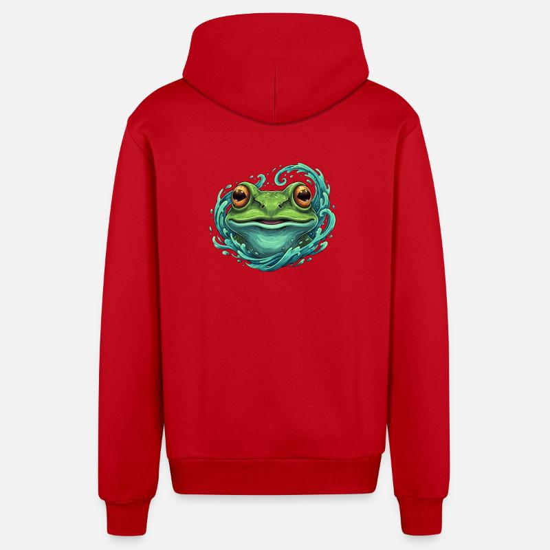 Wave Frog Pop Art Illustration - Veste à capuche bio décontractée fabriquée en UE - rouge