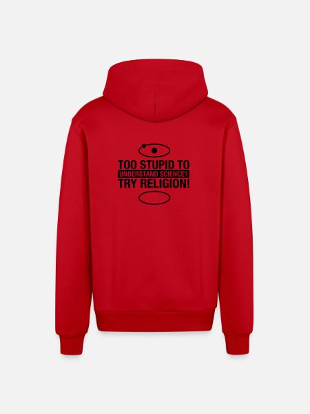 science-religion - Organic Relaxed Kapuzenjacke Made in EU - Rot