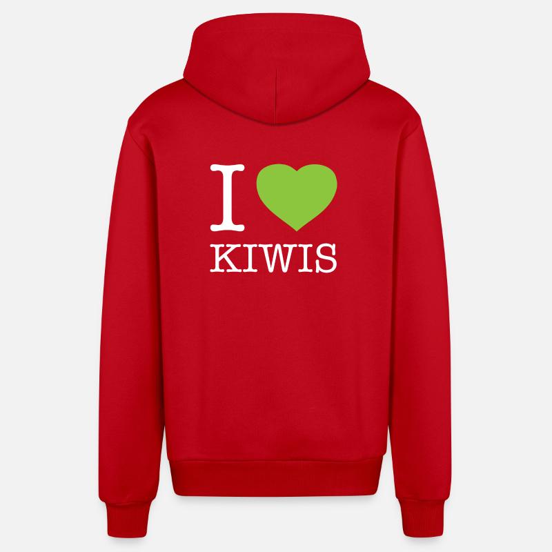 J’ADORE LE KIWI - Veste à capuche bio décontractée fabriquée en UE - rouge
