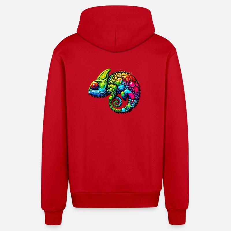 Caméléon - Veste à capuche bio décontractée fabriquée en UE - rouge