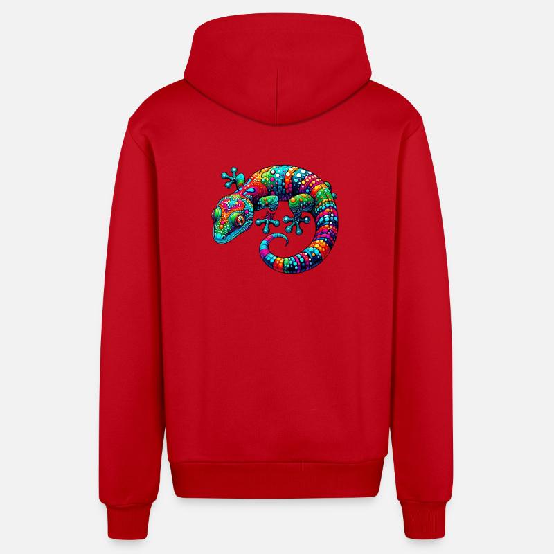 Gecko - Veste à capuche bio décontractée fabriquée en UE - rouge