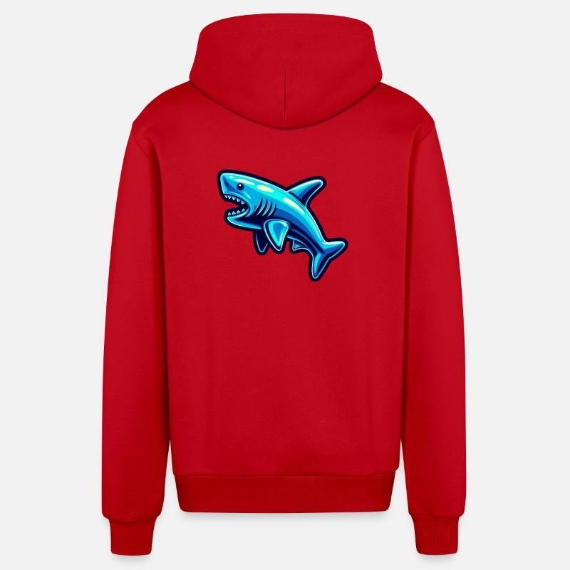 Requin - Veste à capuche bio décontractée fabriquée en UE - rouge