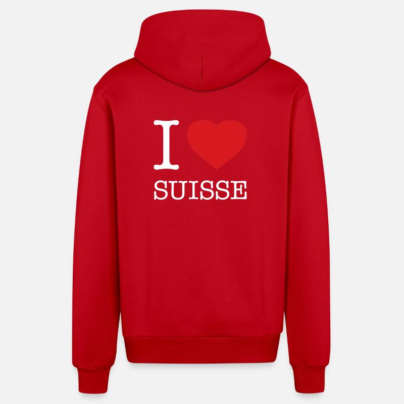 J’AIME SUISSE SUISSE - Veste à capuche bio décontractée fabriquée en UE - rouge