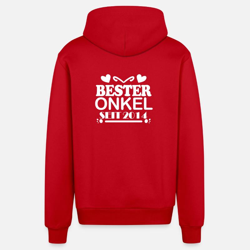 Best uncle since 2014 - Organic Relaxed Hooded Jacket Made in EU - red