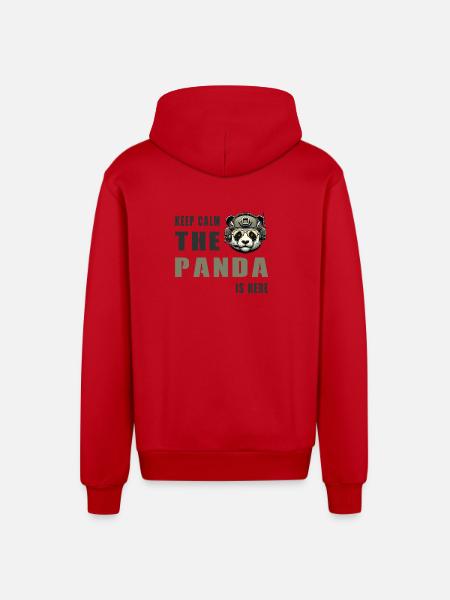 Tactical Panda – Keep Calm - Organic Relaxed Hooded Jacket Made in EU - red
