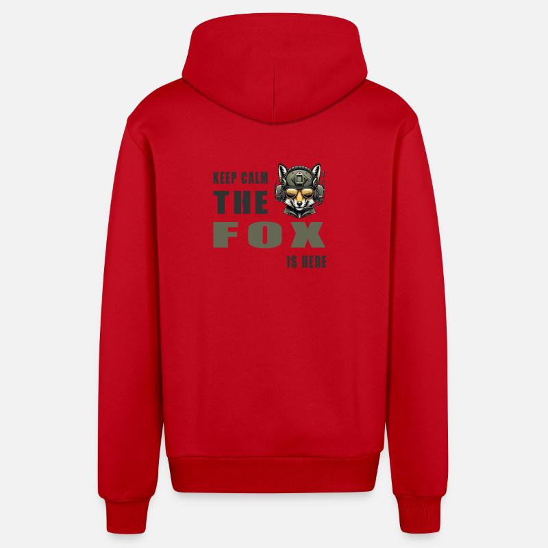 Keep calm - the fox is here - Organic Relaxed Hooded Jacket Made in EU - red