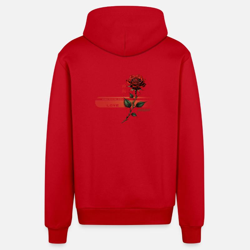 Rose pourpre de la passion - Veste à capuche bio décontractée fabriquée en UE - rouge