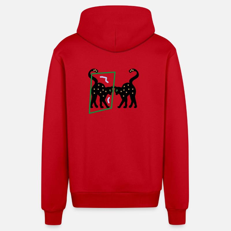 Miroir du chaton, abstraction - Veste à capuche bio décontractée fabriquée en UE - rouge